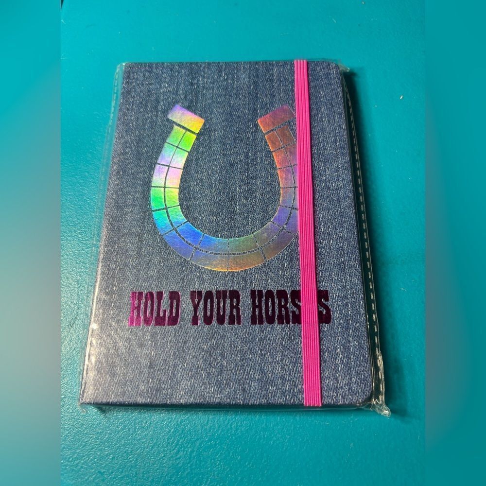 NEW! 5 x 7 Hold Your Horses 75 Page Journal & Disco Cowgirl Novelty Pen - Picture 2 of 6